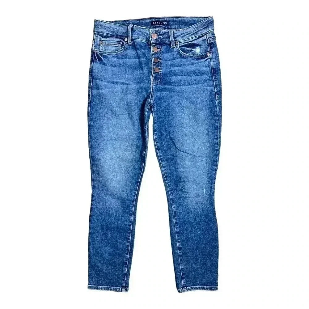 Level 99 High Rise Skinny Straight Leg Button Fly Jeans Size 27